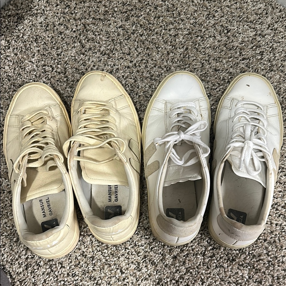 Veja Cream and White Casual Sneakers